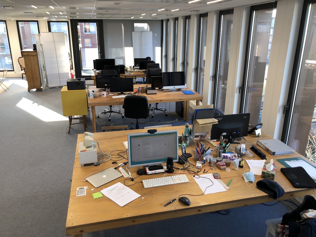 Empty desks in No Parking office, 2022